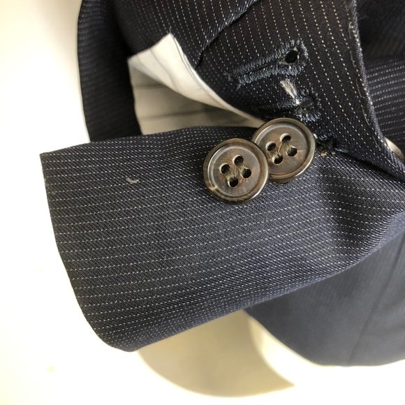 Suit Supply Thin Stripe Super 110's Pure Wool Navy - Picture 5 of 6